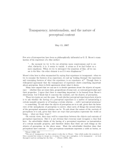 Speaks, "Transparency, intentionalism, and the nature of perceptual