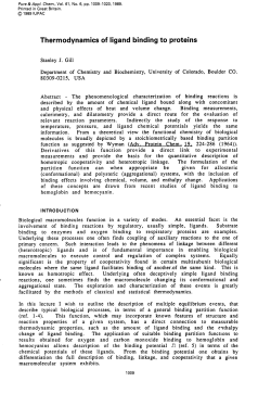 Thermodynamics of ligand binding to proteins