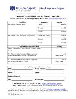 Hereditary Cancer Program Resource Materials Order Form