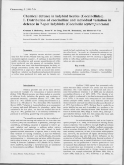 Chemical defence in ladybird beetles (Coccinellidae). I. Distribution