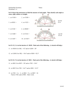 Scholarship Geometry Name: Worksheet 1-4 In #1