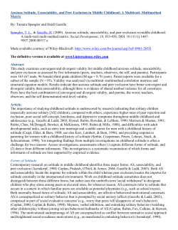 Anxious Solitude, Unsociability, and Peer Exclusion in