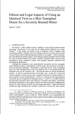Ethical and Legal Aspects of Using an Identical Twin as a Skin