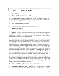 HEALTHY LIFE EXPECTANCY AT BIRTH Health Mortality and