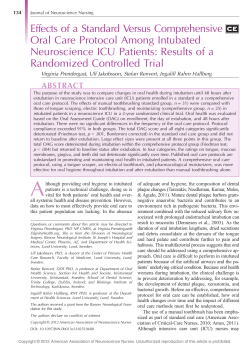Effects of a Standard Versus Comprehensive Oral Care Protocol