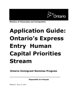 Application Guide: Ontario`s Express Entry