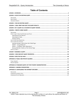 Query Manager for New Users