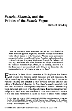 Pamela, Shamela, and the Politics of the Pamela Vogue