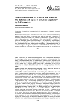 Interactive comment on &ldquo;Climate and modulate the balance and