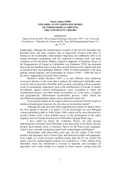 Towards an invasionless model of Indoeuropean origins