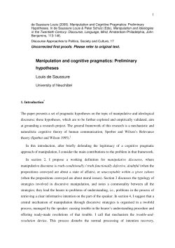 Manipulation and cognitive pragmatics