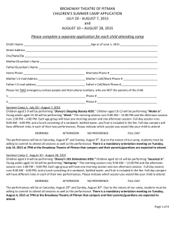 BROADWAY THEATRE OF PITMAN CHILDREN`S SUMMER CAMP