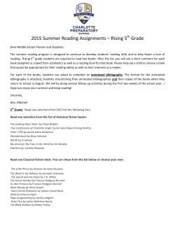 2015 Summer Reading Assignments &ndash; Rising 5 Grade