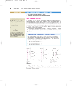 Ch 10.6 Polar Equations of Conics and Kepler`s Laws