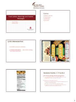 Food Labels: Meanings and Implied Messages Outline