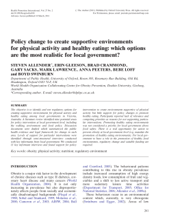 Policy change to create supportive environments