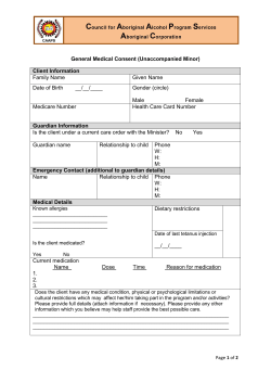 General Medical Consent (Unaccompanied Minor)