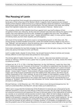 The Passing of Lenin - World Socialist Movement