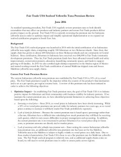 Fair Trade USA Seafood Yellowfin Tuna Premium Review June 2016