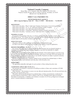 Avian and Exotic Plan Benefit Schedule