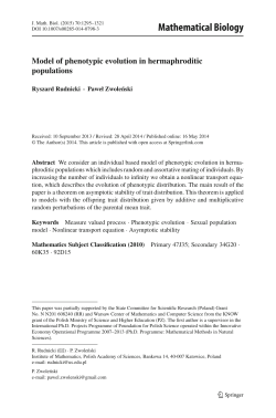 Model of phenotypic evolution in hermaphroditic populations