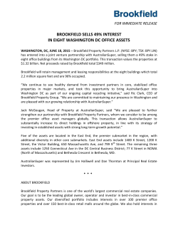brookfield sells 49% interest in eight washington