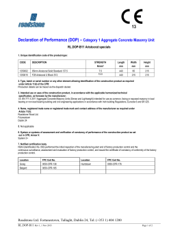 Declaration of Performance (DOP) &ndash; Category 1