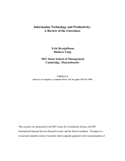 Information Technology and Productivity: A Review of the Literature