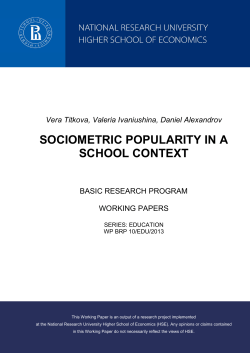 SOCIOMETRIC POPULARITY IN A SCHOOL CONTEXT