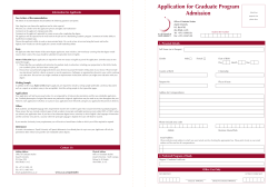 Application for Graduate Program Admission