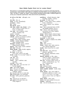 Basic Middle English Word List for London Dialect