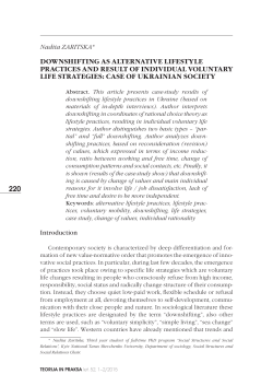 downshifting as alternative lifestyle practices and result of individual