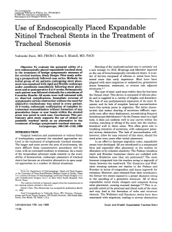 Use of Endoscopically Placed Expandable Nitinol Tracheal Stents in