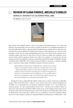 Review of Ilana Pardes, Melville`s Bibles