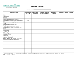 Clothing Inventory - Nexus Youth and Family Solutions