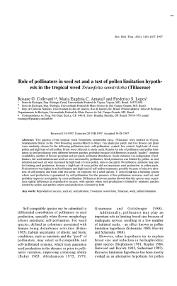 Role of pollinators in seed&middot;set and a test of polleo limitation hypoth