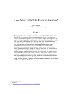 Is land Reform Viable Under Democratic Capitalism? Abstract