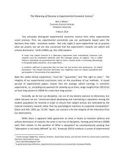 The Meaning of Deceive in Experimental Economic Science&dagger;