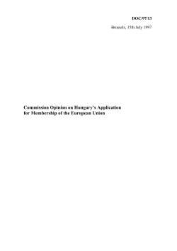 Commission Opinion on Hungary`s Application for