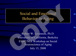Social and Emotional Behaviour in Ageing