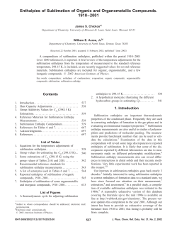 Enthalpies of Sublimation of Organic and Organometallic
