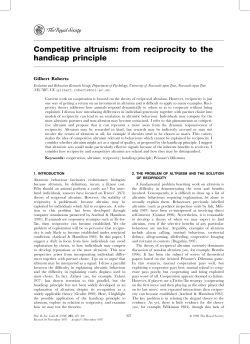 Competitive altruism: from reciprocity to the handicap