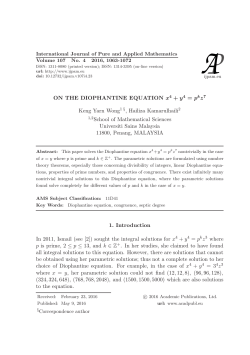 ON THE DIOPHANTINE EQUATION x4 + y4 = pk z Keng Yarn