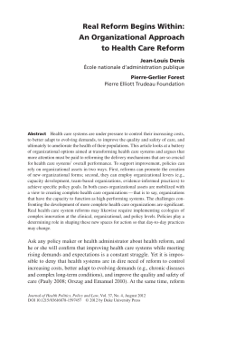 An Organizational Approach to Health Care Reform