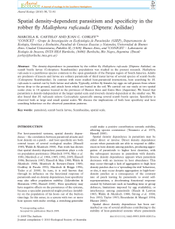 Spatial density-dependent parasitism and specificity in the robber fly