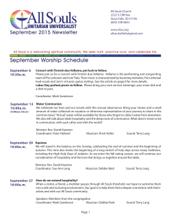 September Worship Schedule - All Souls Unitarian Universalist – All