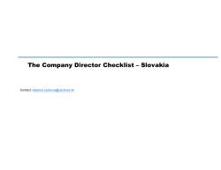 The Company Director Checklist &ndash; Slovakia