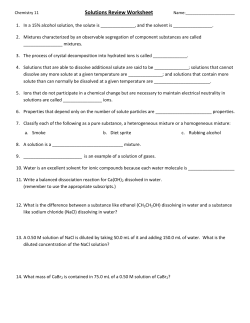 Solutions Review Worksheet