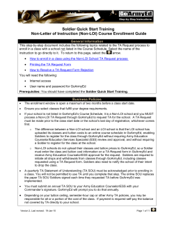 Soldier Quick Start Training Non-Letter of Instruction (Non