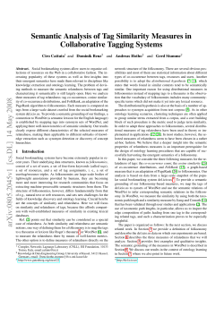 Semantic Analysis of Tag Similarity Measures in